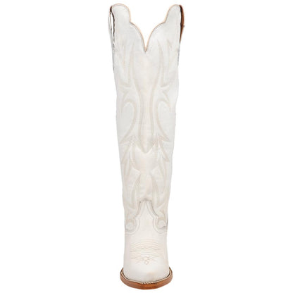 Dan Post Blissful Beauty Women's White Leather Western Boot - 18" Shaft, High Fashion Heel