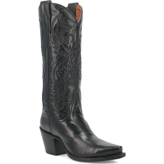 Dan Post Women’s Maria 13” Snip Toe Black Napalino Leather Fashion Boot