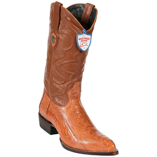 Wild West Cognac Genuine Ostrich Leg Boots