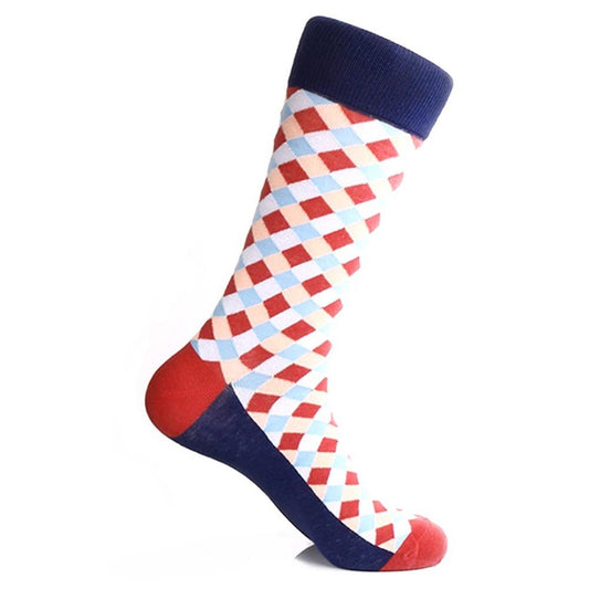 Steven Land Blue Multi Diamond Printed Pattern Men's Socks