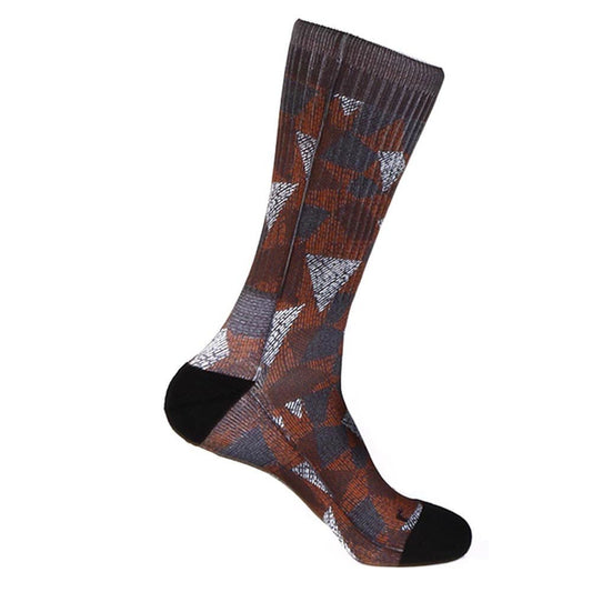 Steven Land Mosaic Pattern Red Multi Cotton Nylon Spandex Men's Socks