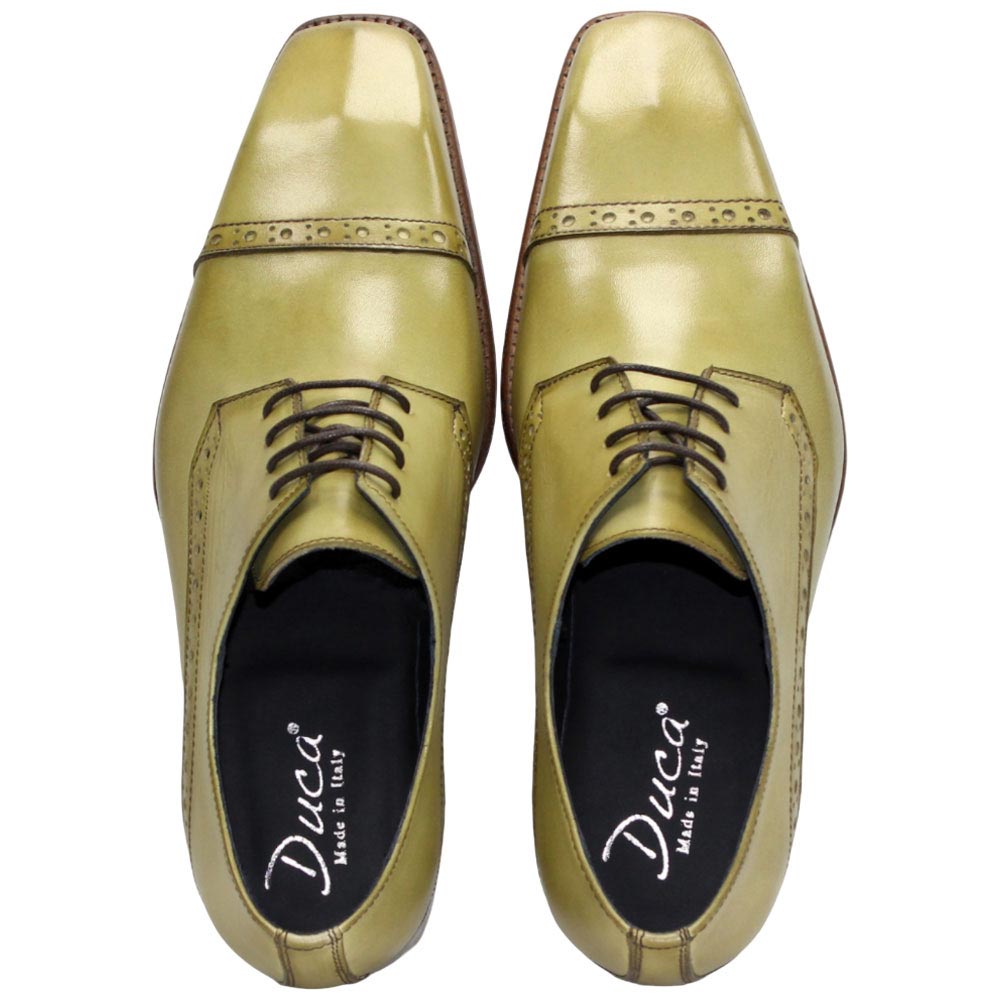 Duca Lombardi Men's Olive Calf-Skin Leather Oxfords Shoes