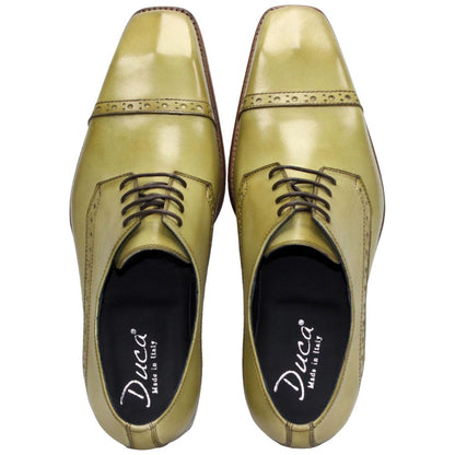 Duca Lombardi Men's Olive Calf-Skin Leather Oxfords Shoes