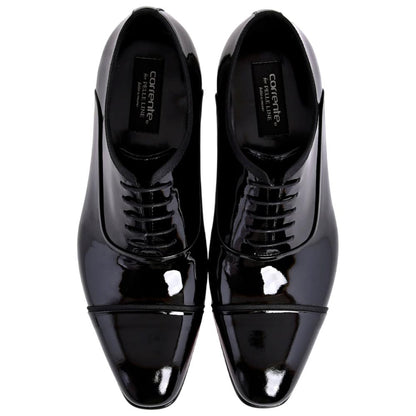 Corrente Men's Patent Leather Cap-Toe Oxford - Black