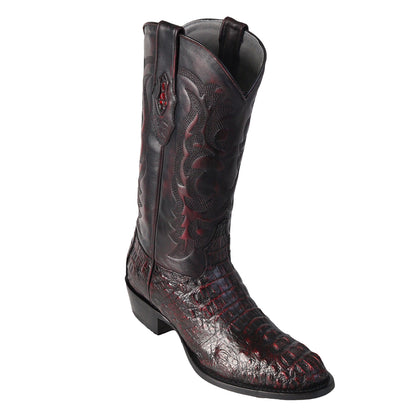 Los Altos Black Cherry Caiman Hornback Boots