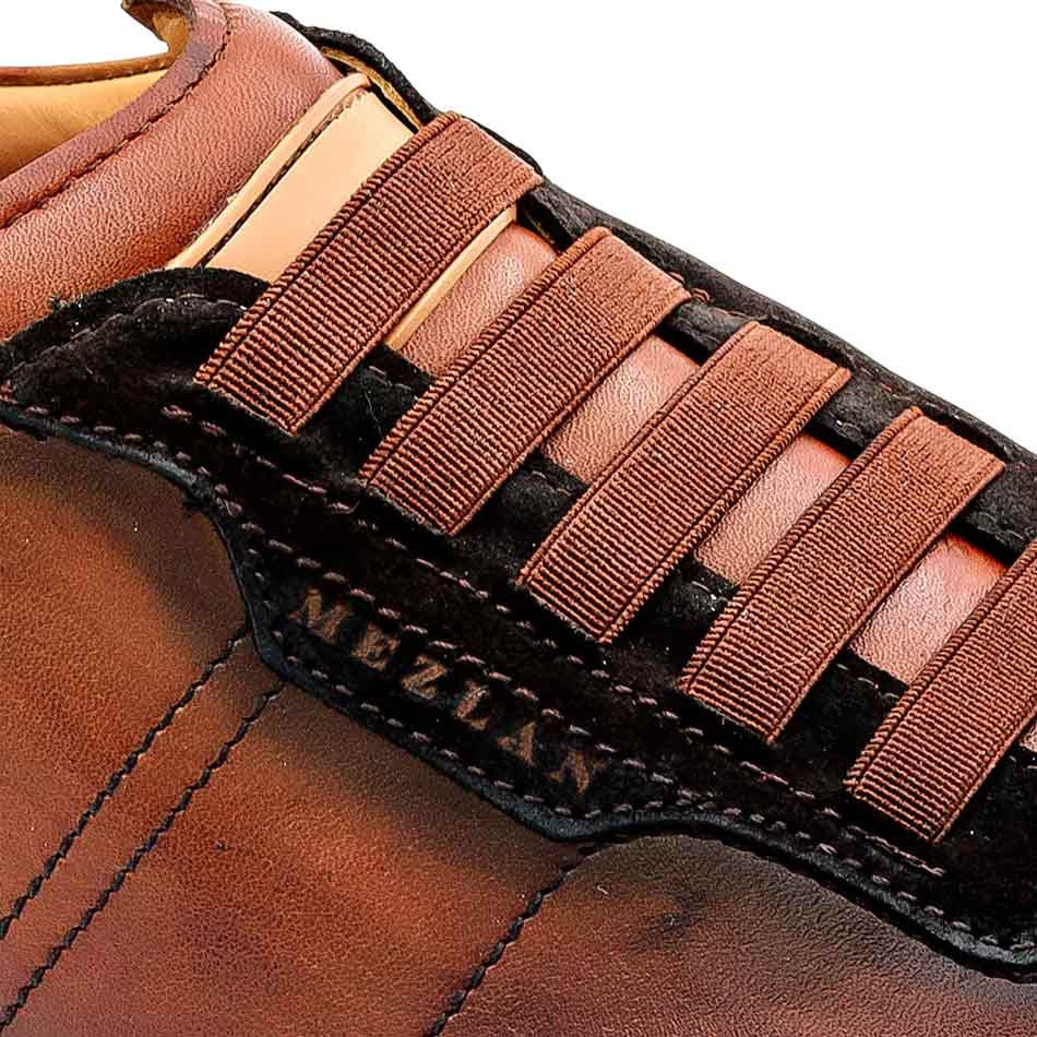 Mezlan Notting Men's Brown/Dark Cognac Calfskin & Suede Dress Sneaker - Handmade in Spain