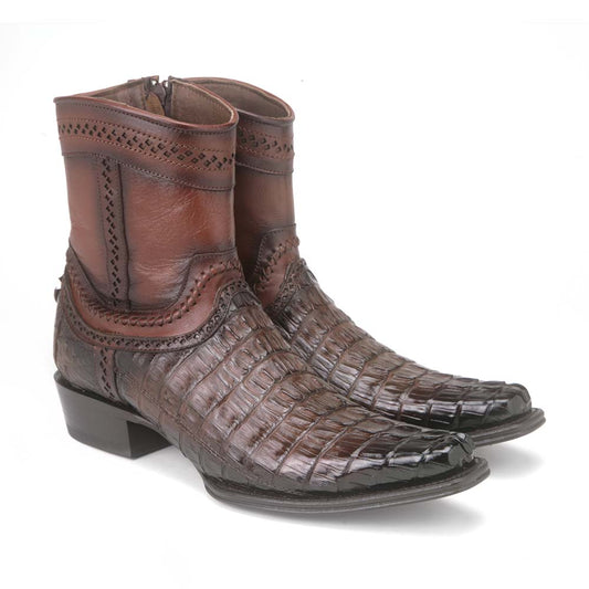 Los Altos Brown Caiman Tail Low Shaft European Square Toe Men's Boot