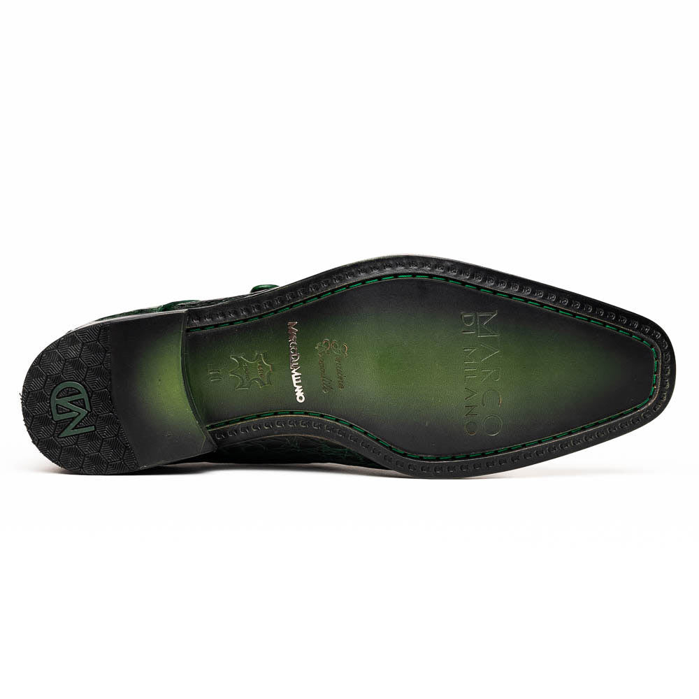 Rovigo Green Men’s Genuine Caiman Crocodile Skin Monk Strap | Marco Di Milano