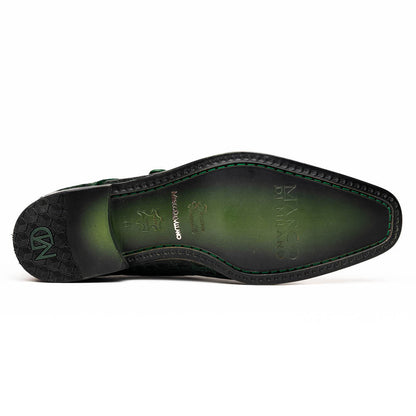 Rovigo Green Men’s Genuine Caiman Crocodile Skin Monk Strap | Marco Di Milano