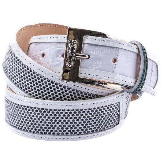 MAURI Shoes Men’s Green White Signature Buckle Luxury Leather Matching Belt