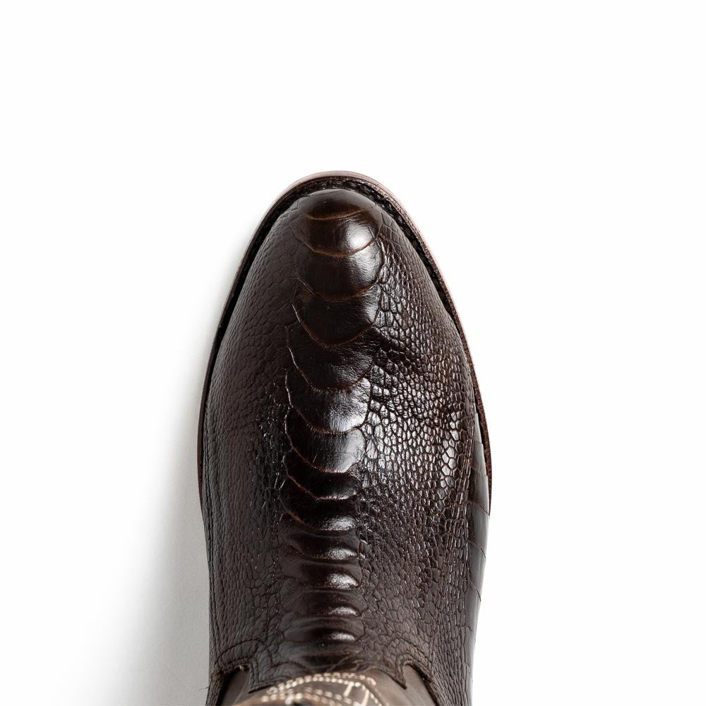 Denver Genuine Ostrich Leg Skin Brown Cowboy Boot | Marco Di Milano Western Boots
