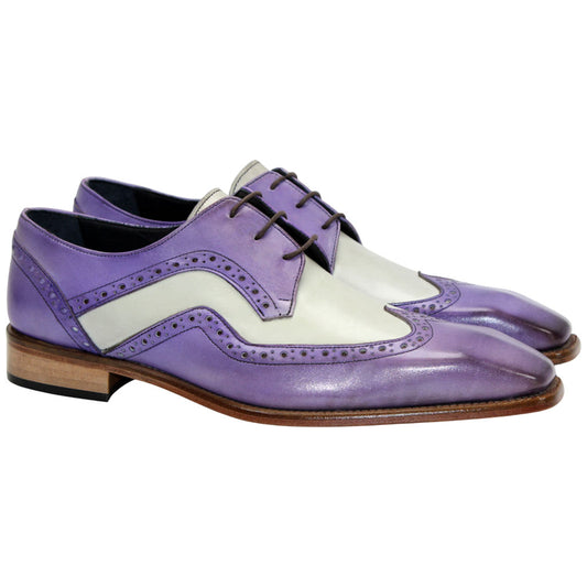 Duca Saranno Men's Lavender/Panna Calf-Skin Leather Oxfords Shoes