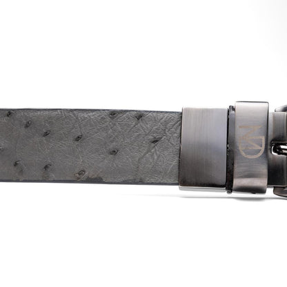 Domenico Men’s Genuine Exotic Ostrich Belts With Brushed Chrome Buckle | Marco Di Milano Exotic Belt in Gray