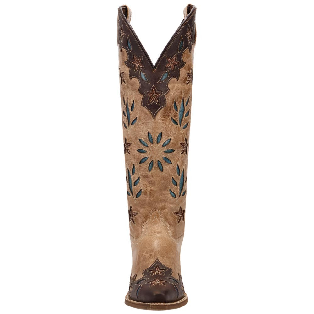 Laredo Flourish Women's Brown Leather Western Boot - 17" Tall Snip Toe Dress Boot