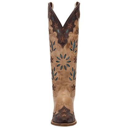 Laredo Flourish Women's Brown Leather Western Boot - 17" Tall Snip Toe Dress Boot