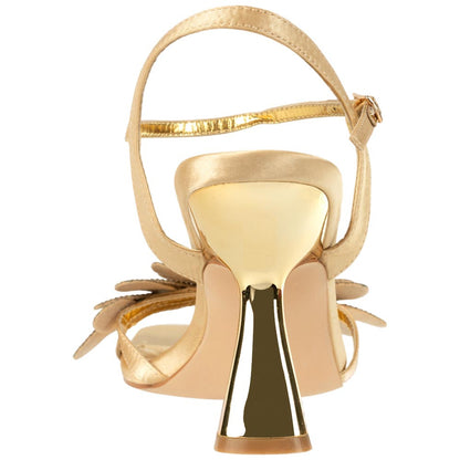 Lady Couture Lust Gold Rhinestone Petal Slingback Heels