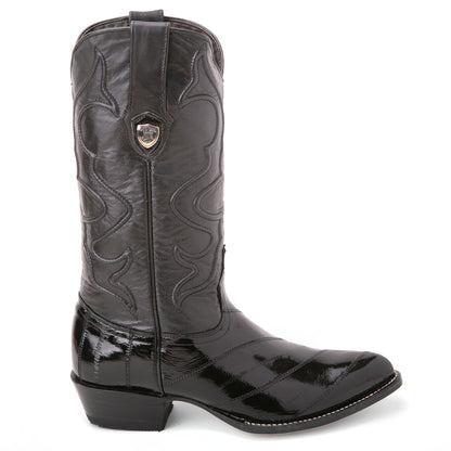 Wild West Black Genuine Eel Skin Boots