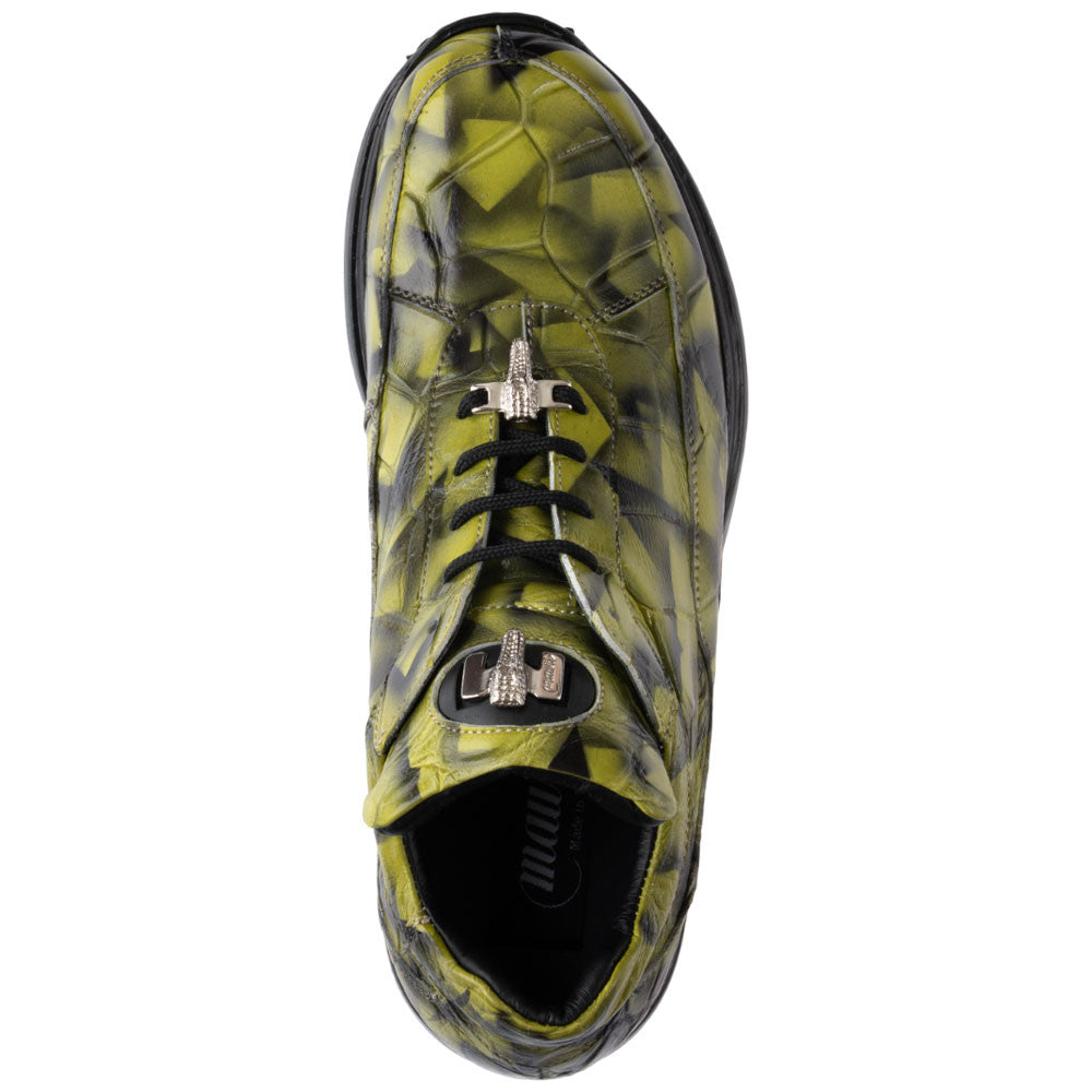 MAURI Shoes Men’s Alligator Leather Crispy Green Round Toe Exotic Luxury Sneakers