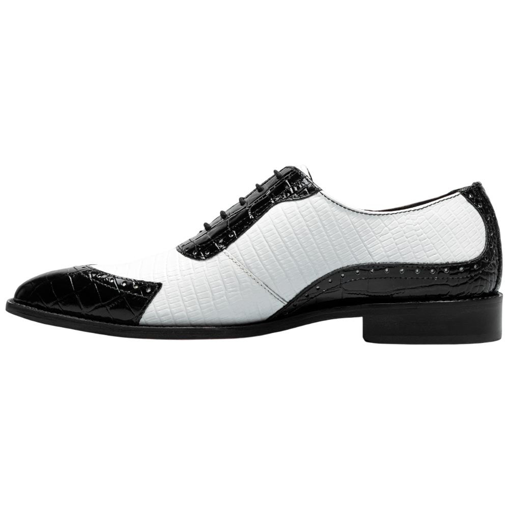 Stacy Adams Tarango Modified Cap Toe Black and White Oxford Shoes for Men