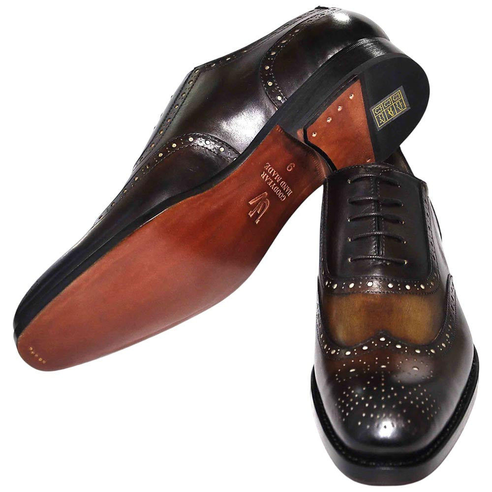 Ugo Vasare H and H Oxford Goodyear Welt Wingtip Bubble Toe Cognac Dress Shoes
