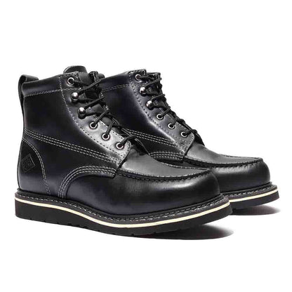 BONANZA Jet Black Full Grain Saddle Leather Work Boot