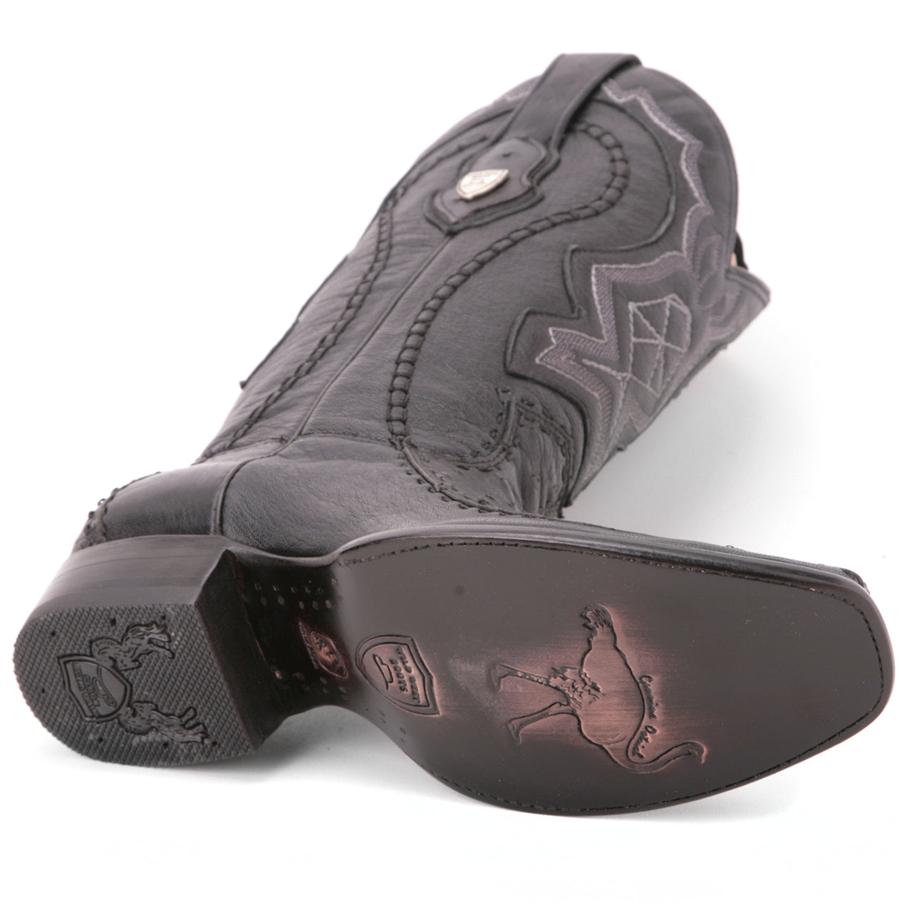 Wild West Black Genuine Ostrich & Leather Boots