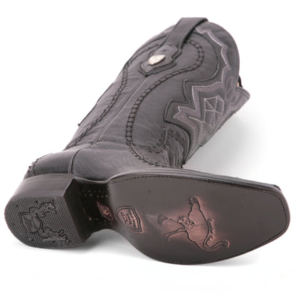 Wild West Black Genuine Ostrich & Leather Boots