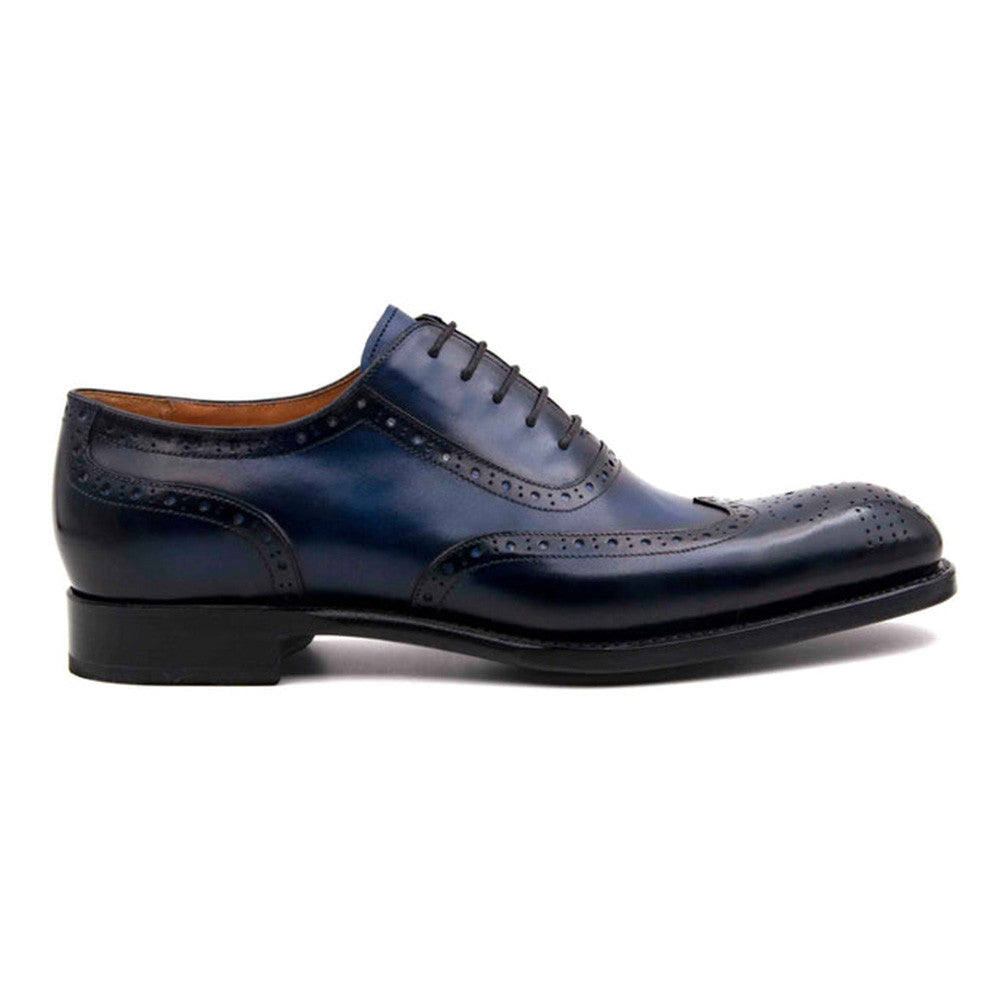 UGo Vasare H and H Wingtip Navy Oxford Shoes - Buttery Leather and Brogue Finish