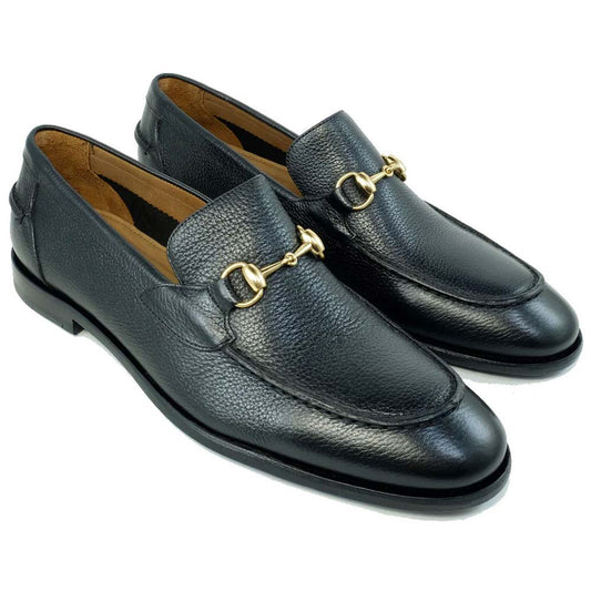 Alan Payne Miami Gold Bit Black Leather Slip On Loafers