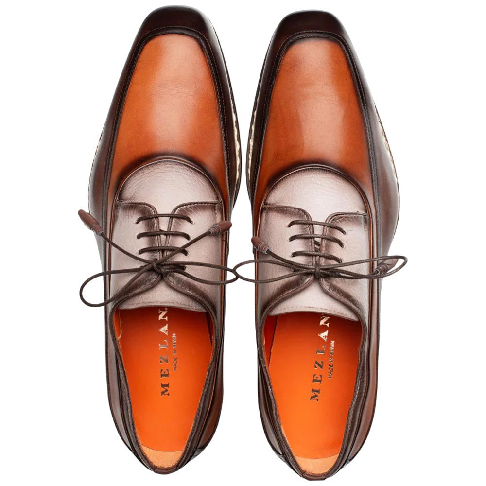 Bowery Calfskin/Deerskin Chocolate Multi Derby | Mezlan of Spain Dress Shoes for Men