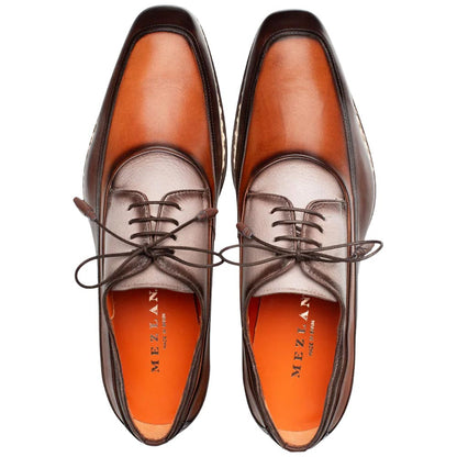 Bowery Calfskin/Deerskin Chocolate Multi Derby | Mezlan of Spain Dress Shoes for Men