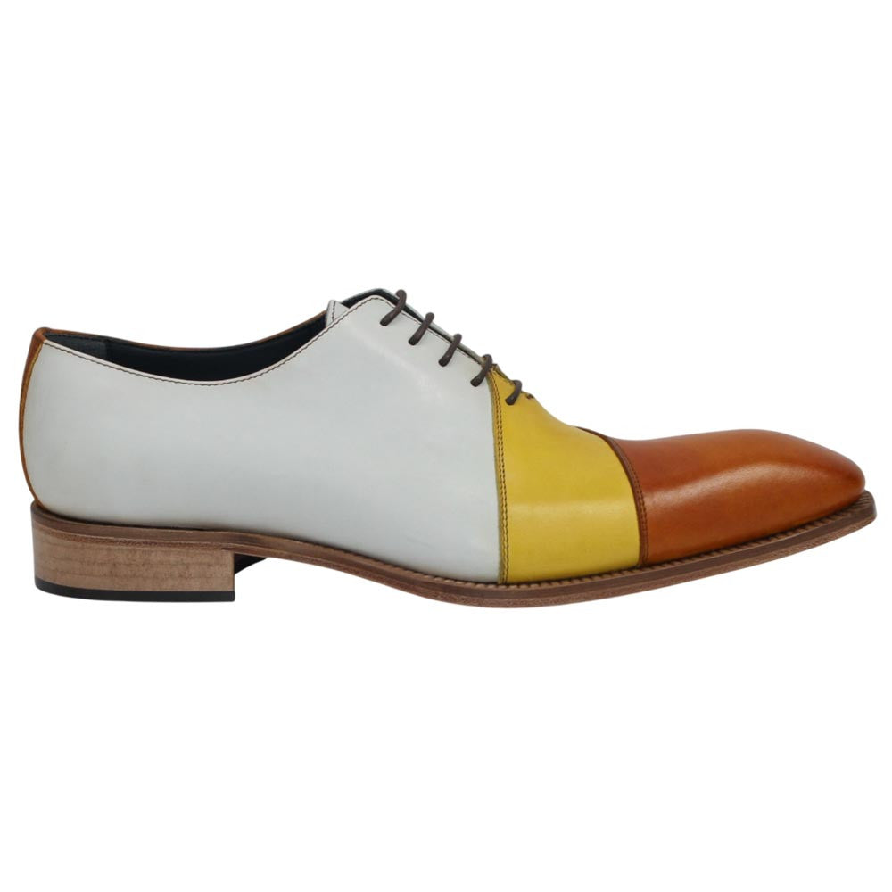 DUCA Spoleto II Men's Yellow Combo Italian Calfskin Spectator Oxford Shoes