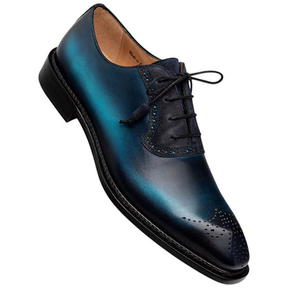 Mezlan Bretton Multi-Tone Oxford - Men's Blue/Multi Wholecut Oxford