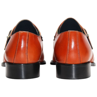Garda Orange Calfskin Monstraps Moc Toe Oxfords | Duca Dress Shoes for Men