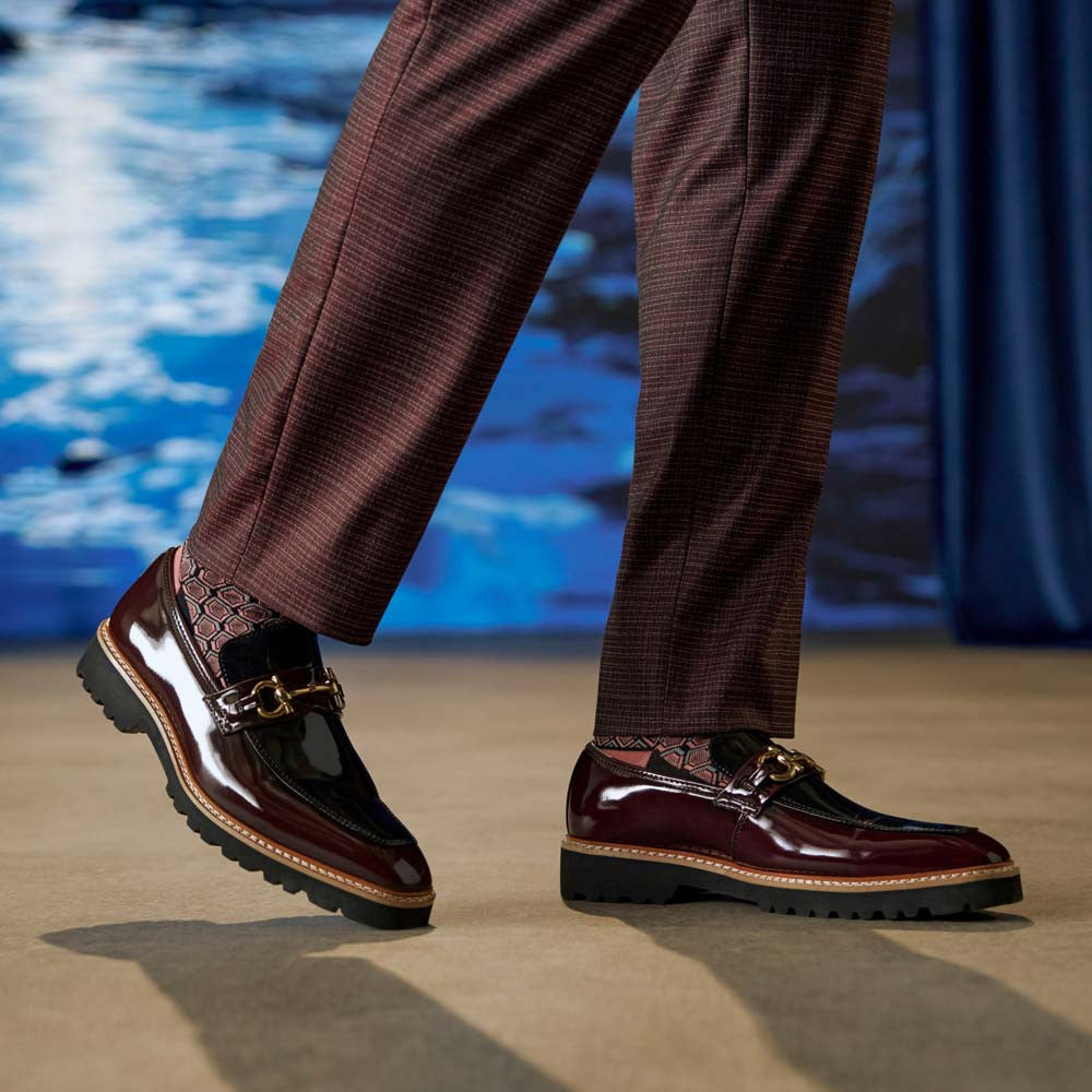 Stacy Adams Carabello Moc Toe Bit Slip-On - Burgundy Multi