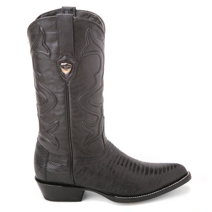 Wild West Black Genuine Teju Lizard Skin Boots