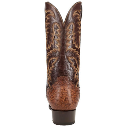 Dan Post Marco Brass Full Quill Ostrich Square Toe Western Cowboy Boots