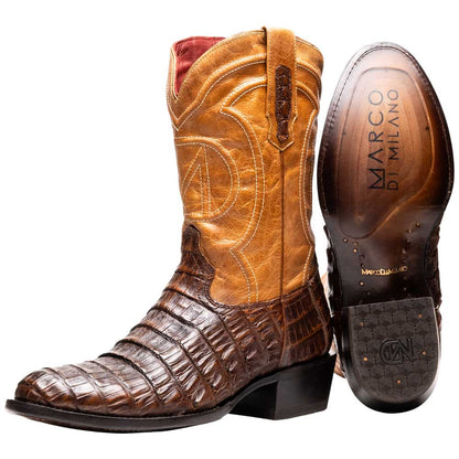 Phoenix Genuine Caiman Belly Skin Aged Maple Cowboy Boot | Marco Di Milano Western Boots