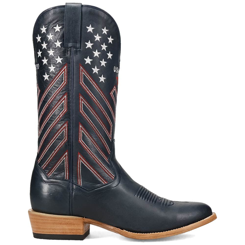 Dan Post America 250 Blue Multi Leather Medium R Toe Western Cowboy Boots