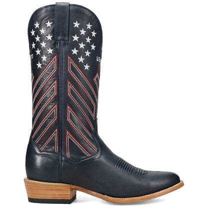 Dan Post America 250 Blue Multi Leather Medium R Toe Western Cowboy Boots