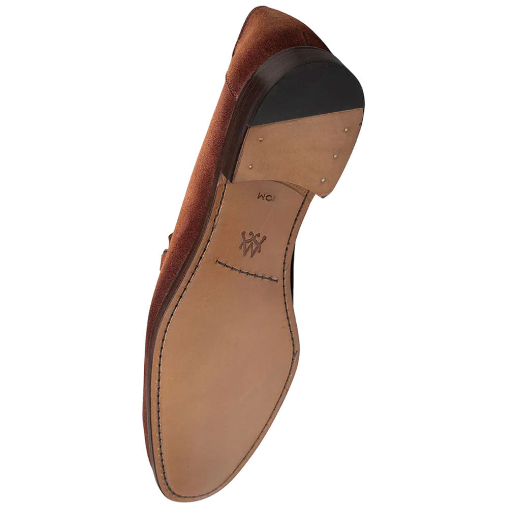 Bracco Burnished Suede Ornament Tan Slip On | Mezlan Dress Loafer for Men