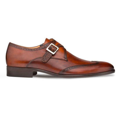 Mezlan Men's Forest Wing Tip Monk Strap in Cognac
