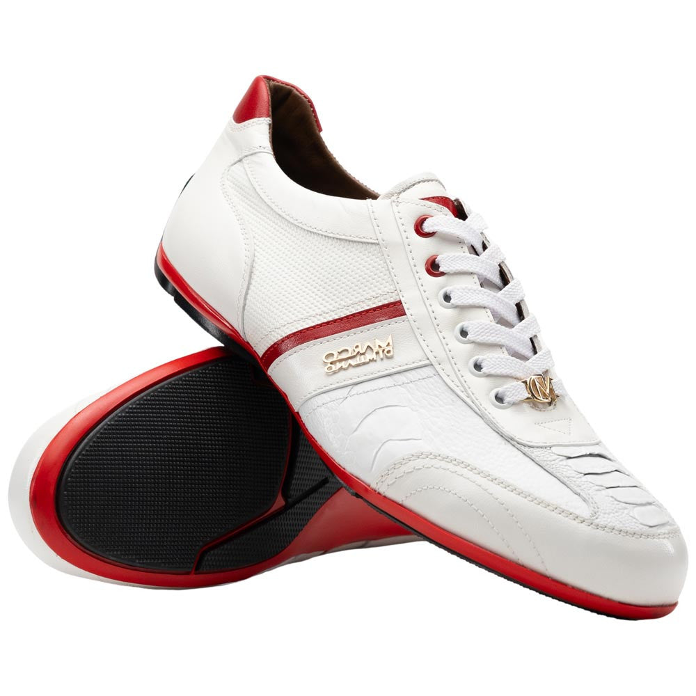 Marco Di Milano Portofino Ostrich Leg & Calf Sneaker - White