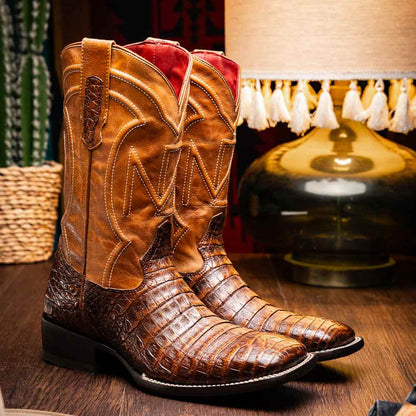 Tucson Genuine Caiman Belly Skin Aged Maple Cowboy Boot | Marco Di Milano Western Boots