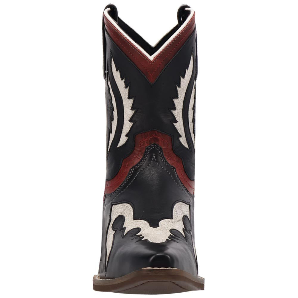 Laredo Wrenly Women's Black Leather Western Bootie – 8" Snip Toe Cowgirl Ankle Boot