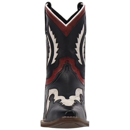 Laredo Wrenly Women's Black Leather Western Bootie – 8" Snip Toe Cowgirl Ankle Boot
