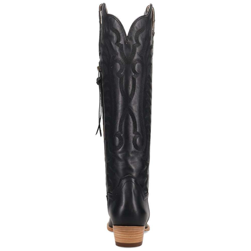 Dan Post Heartland Leather Black Zipper Snip Toe Western Cowgirl Boots