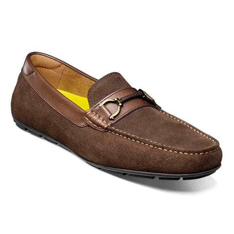 Florsheim Brown Bit Suede and Leather Driver Moc Toe Shoes