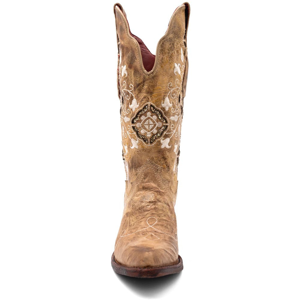 Ferrini Women’s Empress Latte Snipped Toe Leather Cowboy Boots