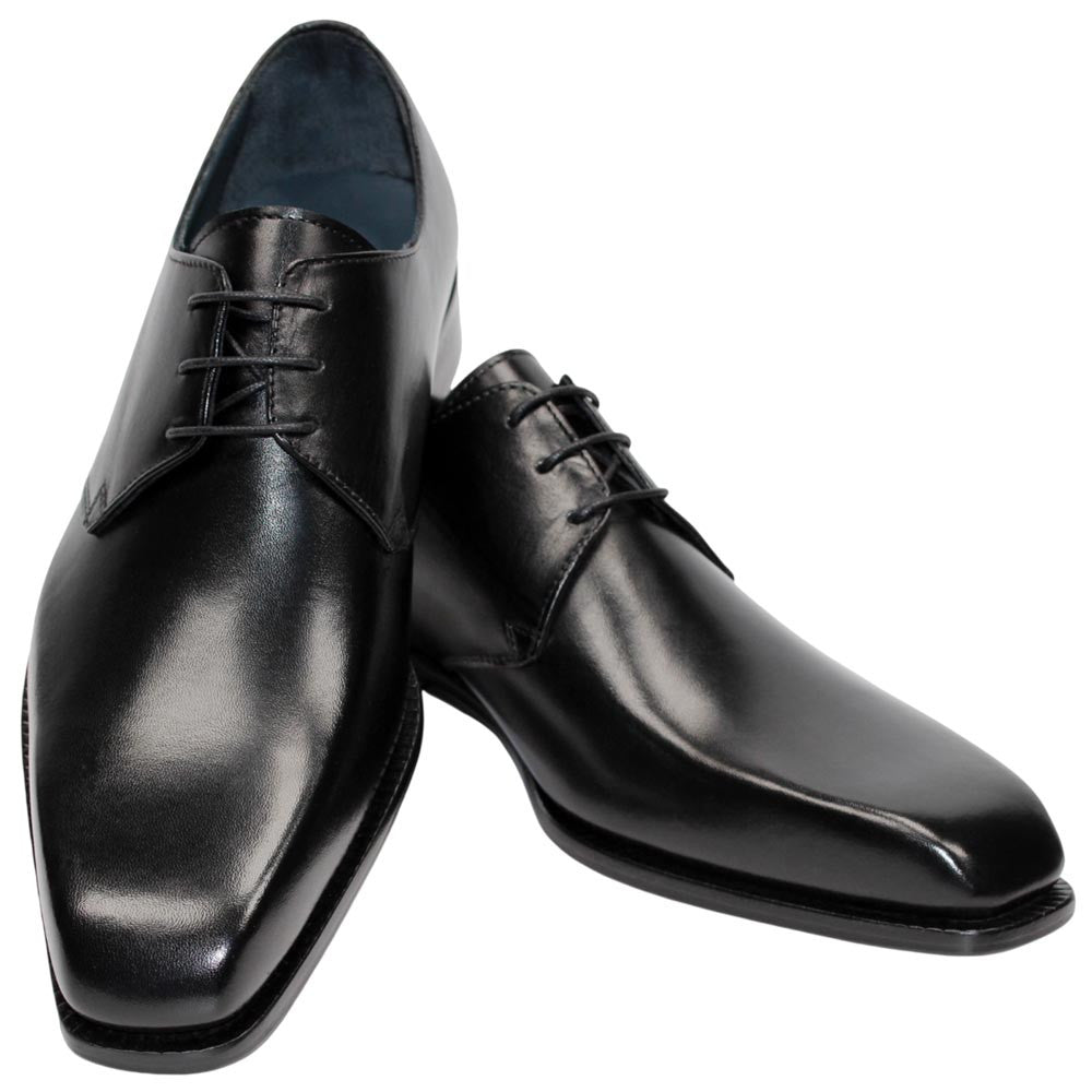 DUCA Sermoneta Black Men's Italian Calf Leather Derby Dress Shoes